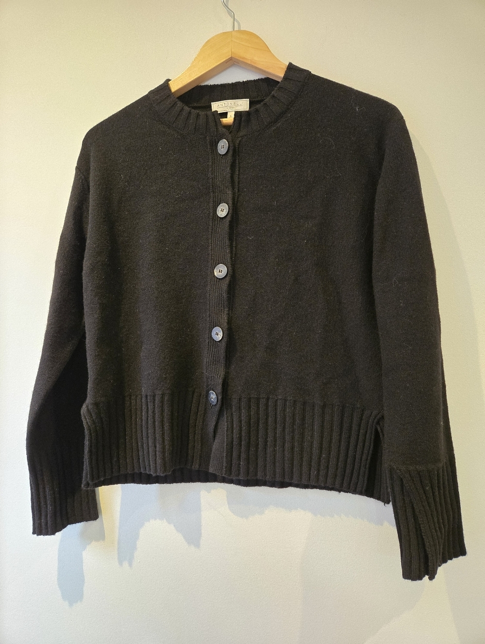 Antonelli Firenze Wool Silk Cashmere Black Cardigan Size Small